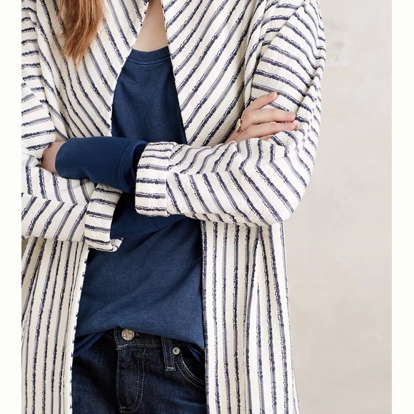 NWT Anthropologie Elevenses Bellport Jacket size Medium open front blue combo - Picture 8 of 13
